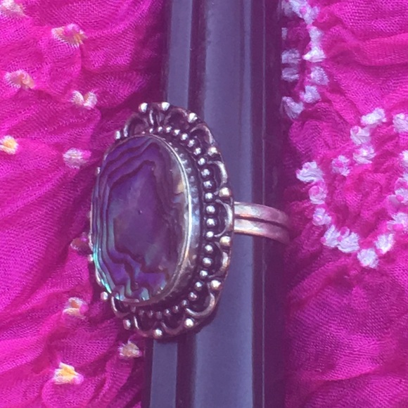 Stunning sterling/silver plate abalone ring - Picture 2 of 11